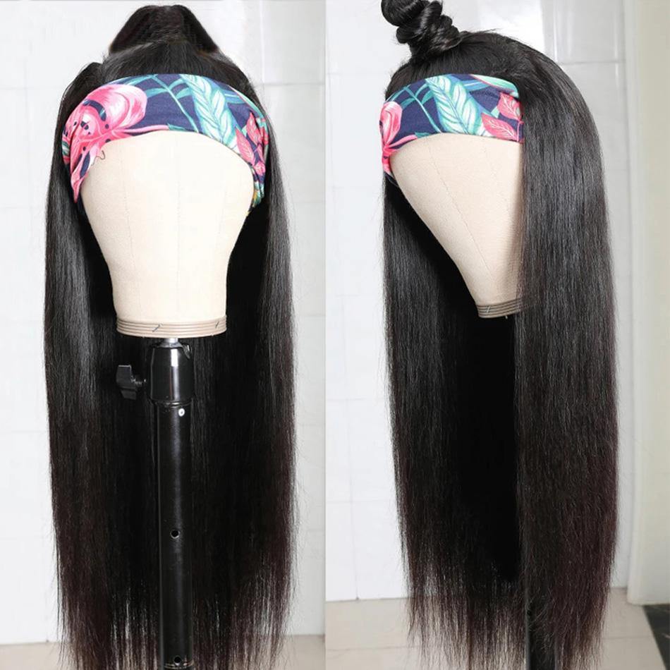 180% Glueless Straight Headband Wig Virgin Human Hair For Black Women - 