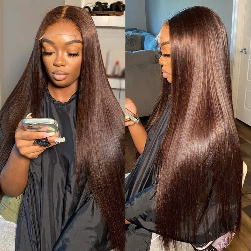 Yeswigs Wholesale Chocolate Brown Colored Double Drawn Bone Straight Raw Vietnamese Hair 13x4 13x6 HD Lace Frontal Wigs 100% Human Hair Wigs 4x4 Lace Closure Glueless Wigs for Black Women