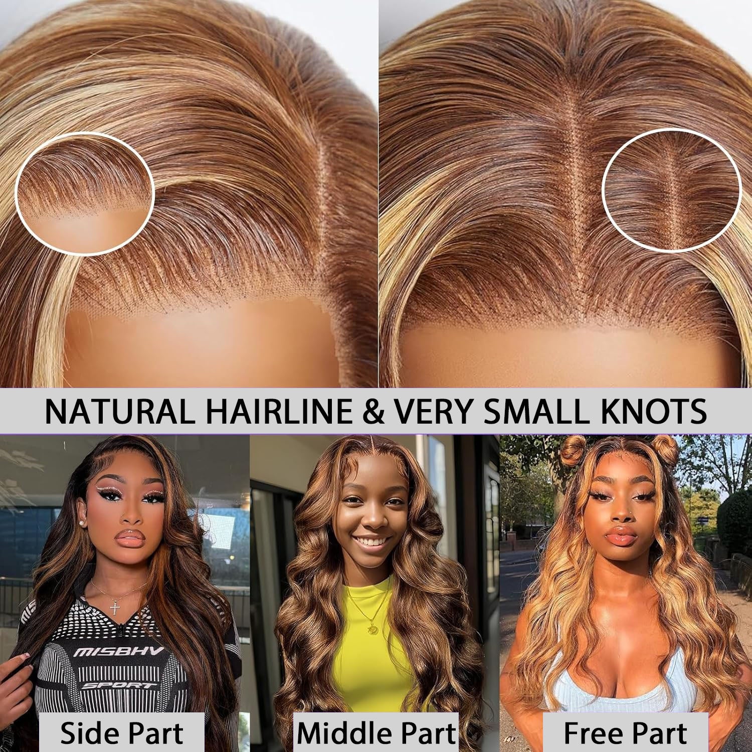 Yeswigs Honey Blonde Highlight Color Body Wave Wigs 100% Human Hair 13x6 Hd Lace Frontal Wig Glueless 4/27# Color 13x4 Lace Frontal Wigs for Black Women