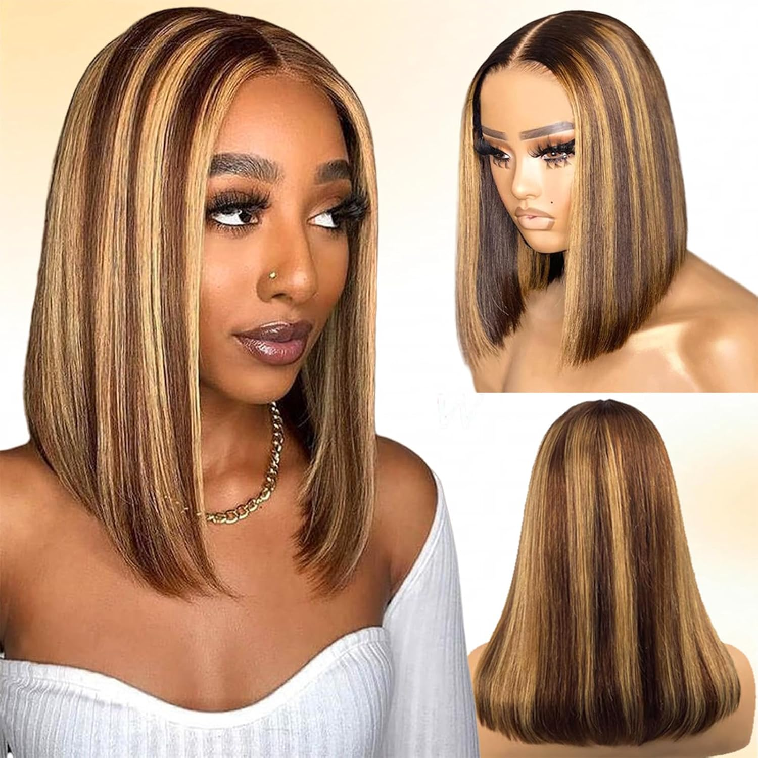 Yeswigs Highlight 4/27 Color Pixie Cut Bone Straight Short Bob Glueless Wigs Raw Vietnamese Virgin Hair On Sale