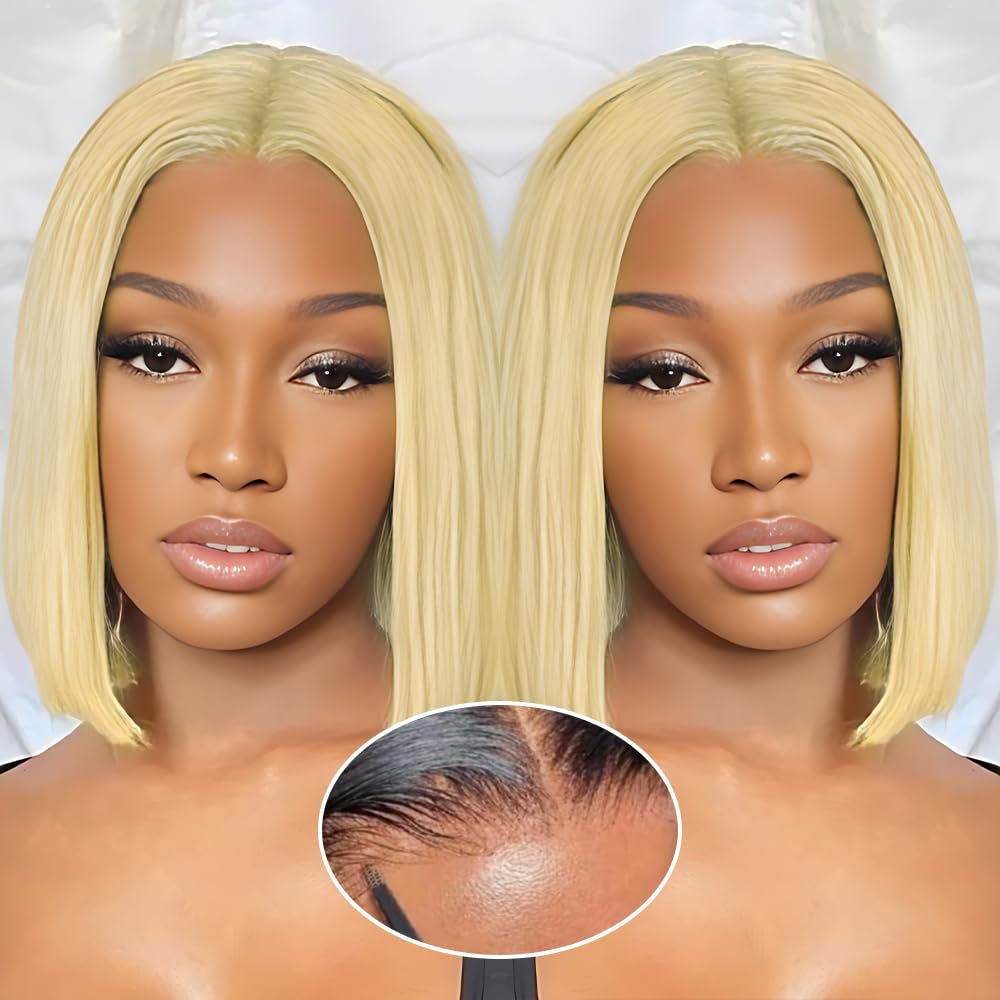 Yeswigs Blonde 613# Color Reay to Go Pixie Cut Bone Straight Short Bob Glueless Wigs Raw Vietnamese Virgin Hair Pixie Cut Bone Straight 13x4 Lace Front Human Hair Hd Lace Frontal Wigs On Clearance