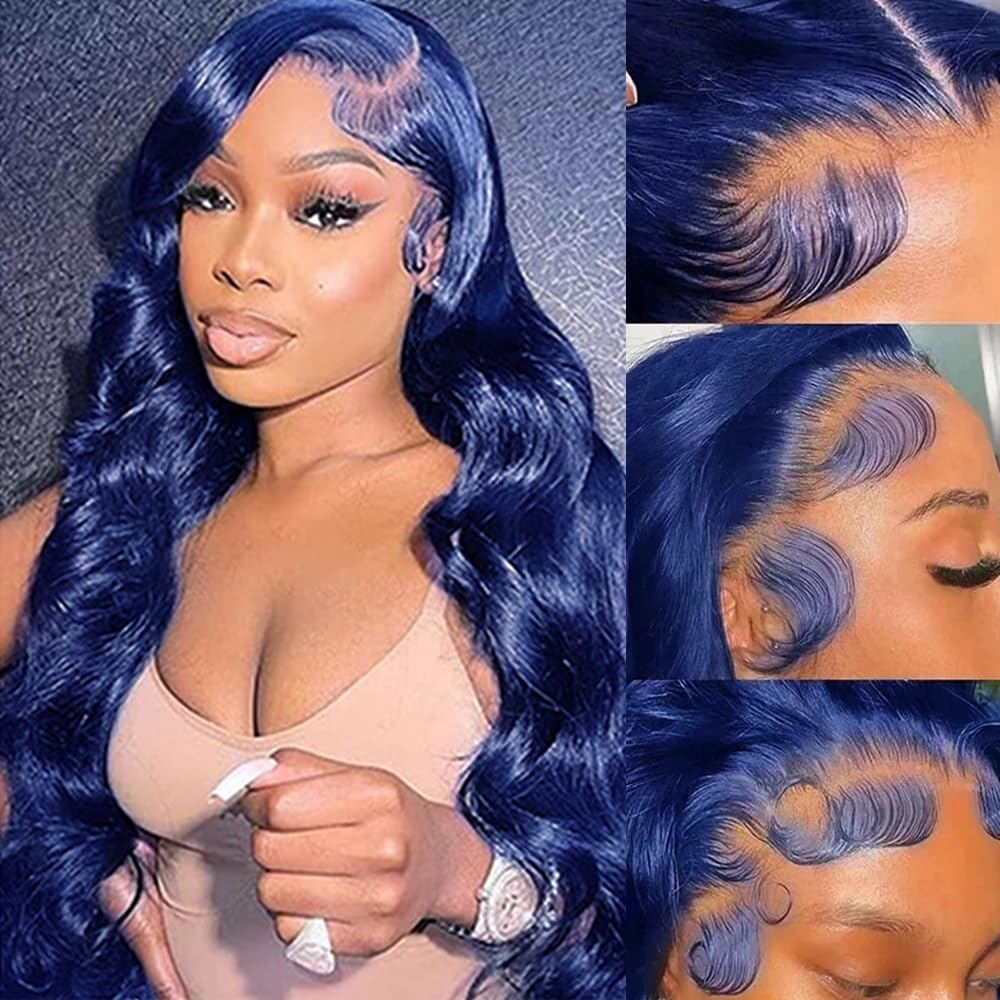 Yeswigs Blue Color Body Wave Wigs Human Hair 13x6 Hd Lace Frontal Wig Pre Plucked Glueless Wigs Loose Wave 13x4 Lace Wigs Human Hair for Black Women
