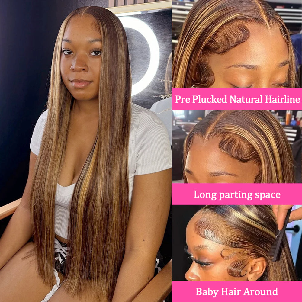 Wholesale Raw Brazilian Hair Highlight Brown Color Human Hair Wigs 13x4 Lace Frontal 100% Human Hair Glueless Wigs for Black Women