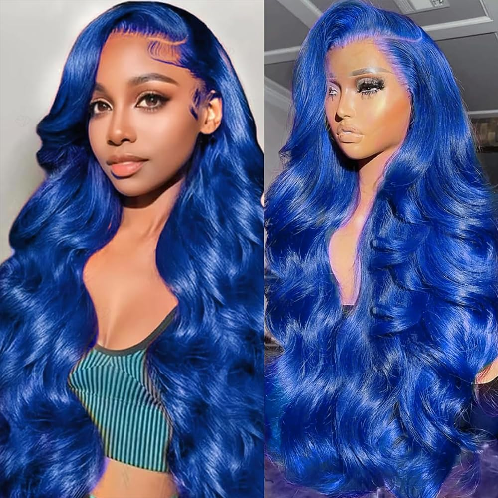 Yeswigs Blue Color Body Wave Wigs Human Hair 13x6 Hd Lace Frontal Wig Pre Plucked Glueless Wigs Loose Wave 13x4 Lace Wigs Human Hair for Black Women