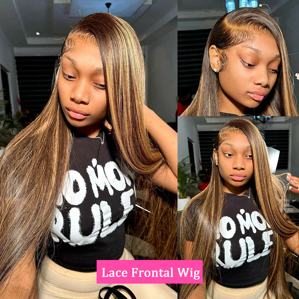 Wholesale Raw Brazilian Hair Highlight Brown Color Human Hair Wigs 13x4 Lace Frontal 100% Human Hair Glueless Wigs for Black Women