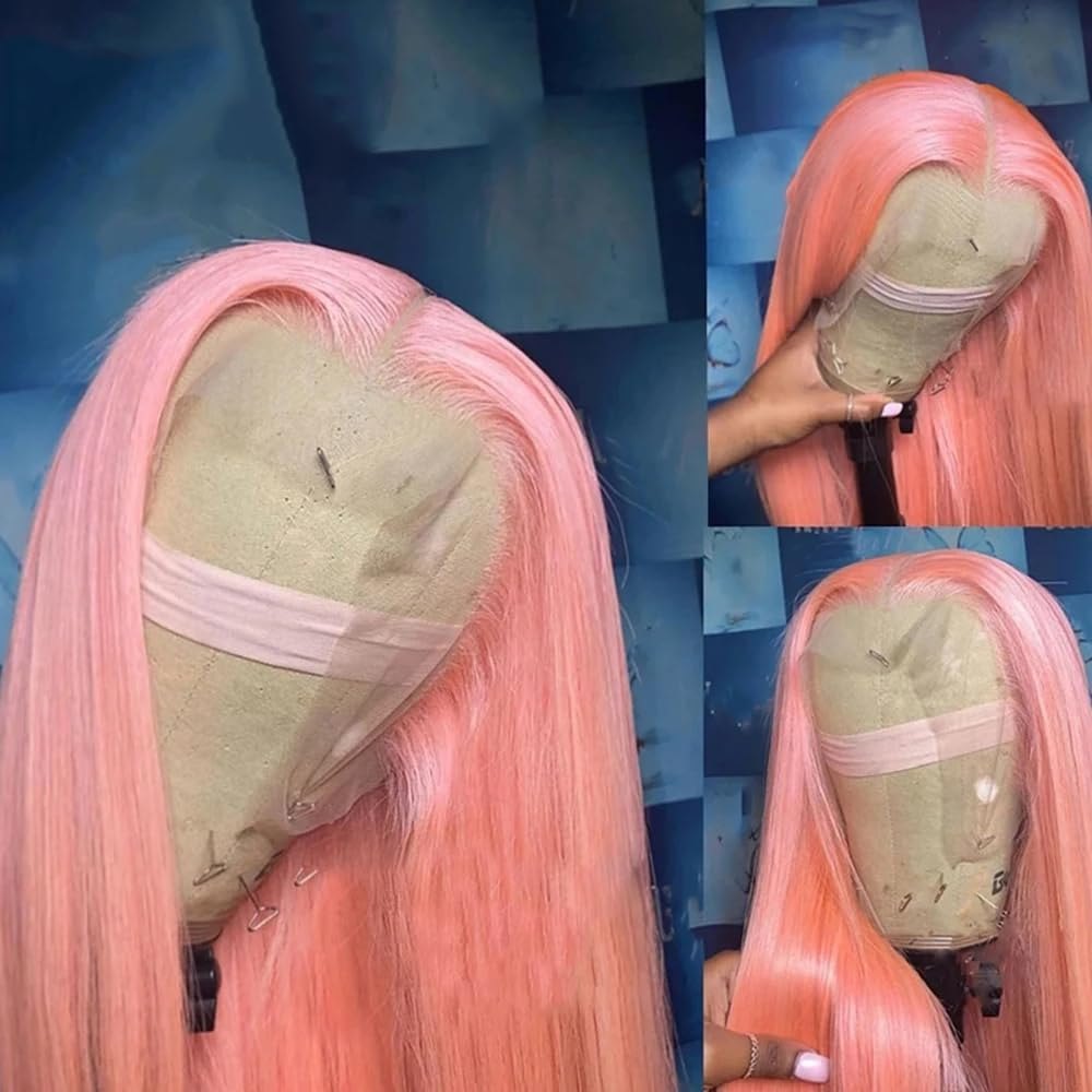 Yeswigs Pink Color Reay to Go Glueless Wigs Raw Vietnamese Virgin Hair Bone Straight 13x4 Lace Front Human Hair Hd Lace Frontal Wigs On Clearance
