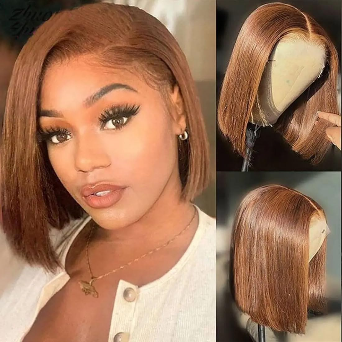 Yeswigs Chocolate Brown Color Pixie Cut Bone Straight Short Bob Glueless Wigs Raw Vietnamese Virgin Hair for Black Women