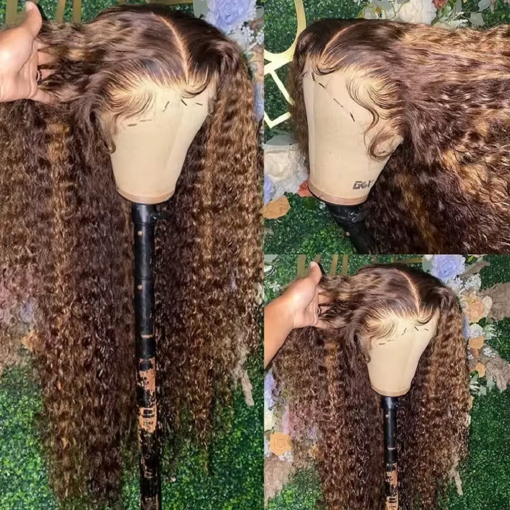 Yeswigs Raw Vietnamese Hair Honey Blonde Highlight Wig Kinky Curly Wave Wigs Human Hair 13x6 Hd Lace Frontal Wig Pre Plucked Glueless Natural Color Kinky Curly 13x4 Lace Wigs Human Hair for Black Women