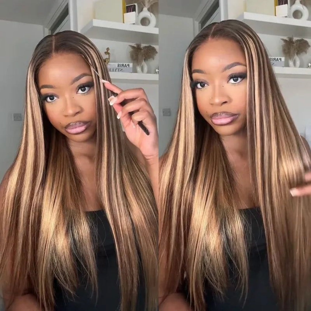 Cheap Raw Vietnamese Virgin Hair Honey Blonde Highlight Color Straight Lace Front Wigs Human Hair 13x4 Full Hd Lace Wigs Glueless 13x6 Hd Lace Front Wig for Black Women