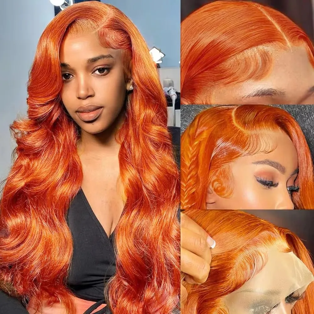 Yeswigs Orange Ginger Color Body Wave Wigs Human Hair 13x6 Hd Lace Frontal Wig Pre Plucked Glueless Wigs Loose Wave 13x4 Lace Wigs Human Hair for Black Women