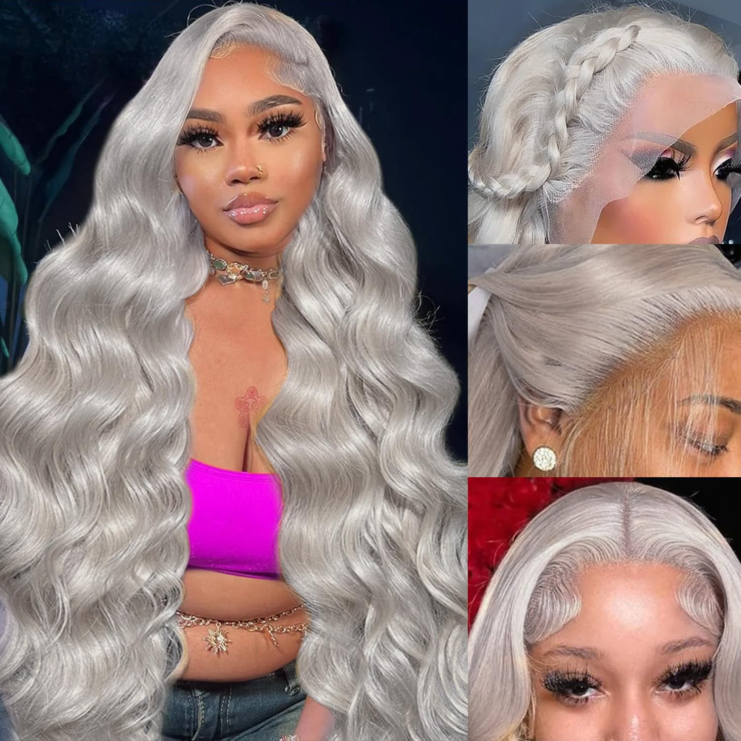 Yeswigs Grey Color Body Wave Wigs Human Hair Raw Vietnamese Hair 13x4 13x6 Hd Lace Frontal Wig Pre Plucked Glueless Wigs  Lace Wigs Human Hair for Black Women