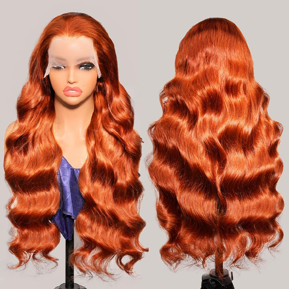 Yeswigs Orange Ginger Color Body Wave Wigs Human Hair 13x6 Hd Lace Frontal Wig Pre Plucked Glueless Wigs Loose Wave 13x4 Lace Wigs Human Hair for Black Women