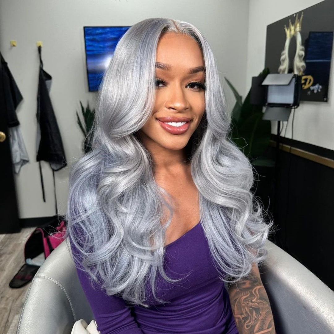 Yeswigs Sliver Grey Color 13x4 13x6 Hd Lace Frontal Wigs Body Wave Wigs Human Hair Raw Vietnamese Hair  Pre Plucked Glueless Wigs  Lace Wigs Human Hair for Black Women