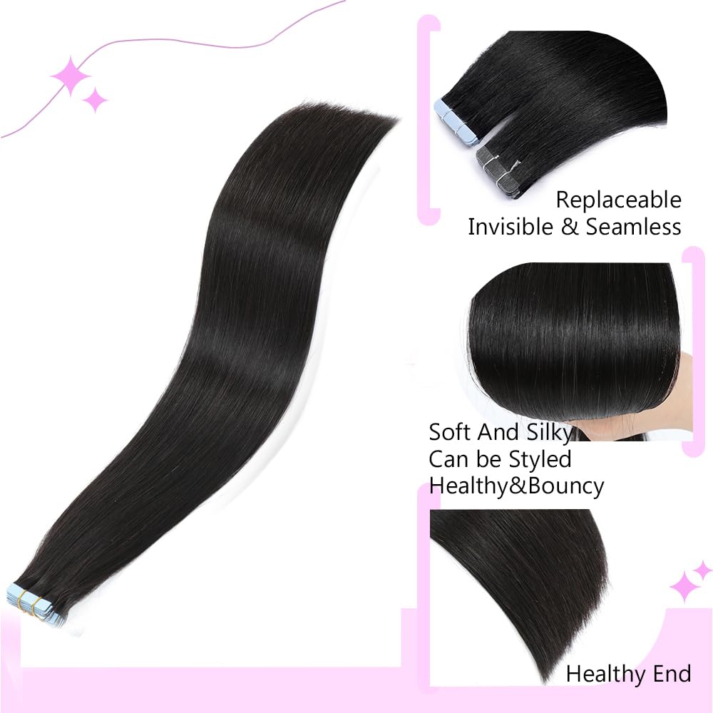 100% human hair Tape In Hair Extensions Invisible PU Seamless Skin Weft Tape in Real Human Hair Silky Straight Hair Extensions Soft Thick To End 40g/pack 20pcs