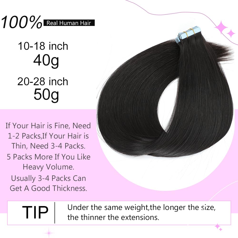 100% human hair Tape In Hair Extensions Invisible PU Seamless Skin Weft Tape in Real Human Hair Silky Straight Hair Extensions Soft Thick To End 40g/pack 20pcs