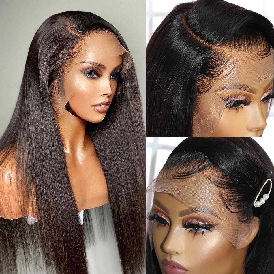 Yeswigs 12A Grade Brazilian Straight 100% Virgin Human Hair Transparent HD Lace Front Wigs For Black Women - 假发