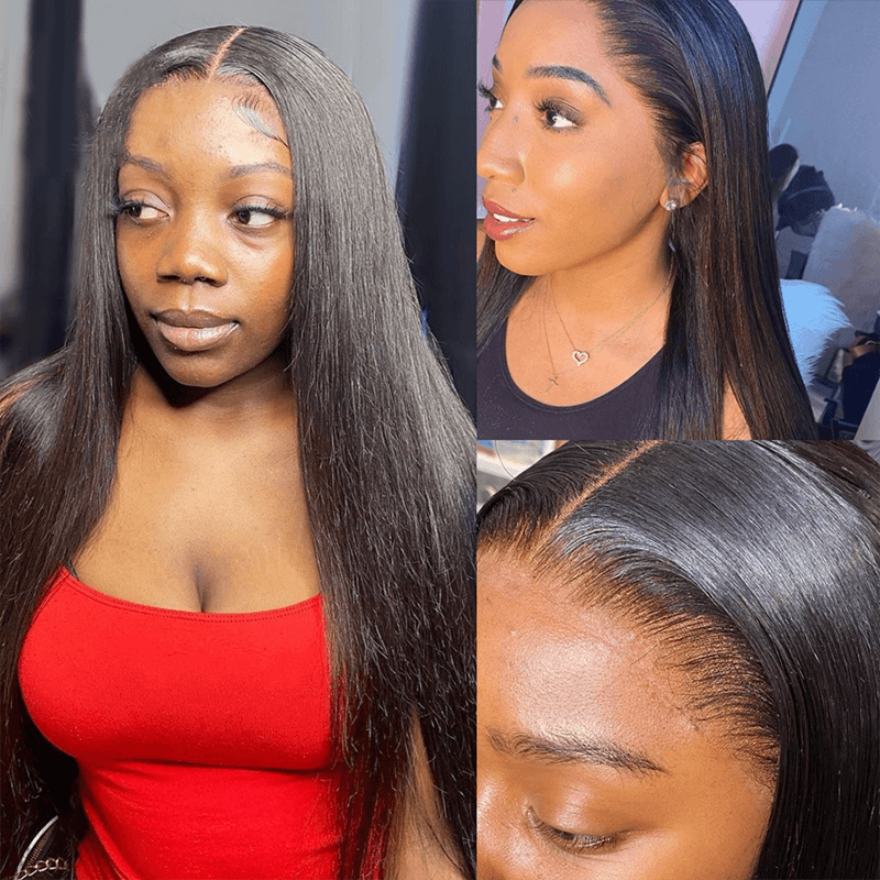 Yeswigs 12A Grade Brazilian Straight 100% Virgin Human Hair Transparent HD Lace Front Wigs For Black Women - 假发