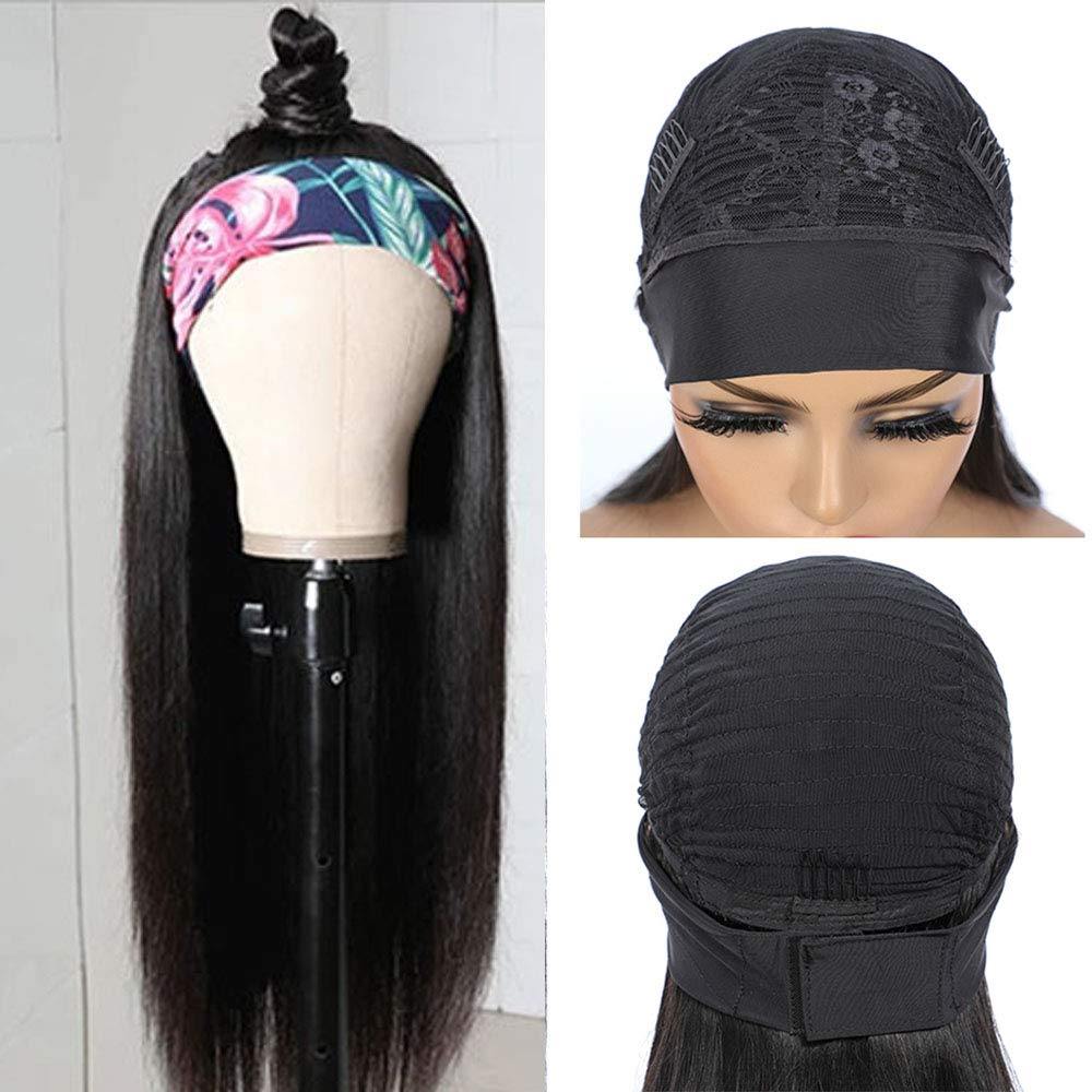 180% Glueless Straight Headband Wig Virgin Human Hair For Black Women - 