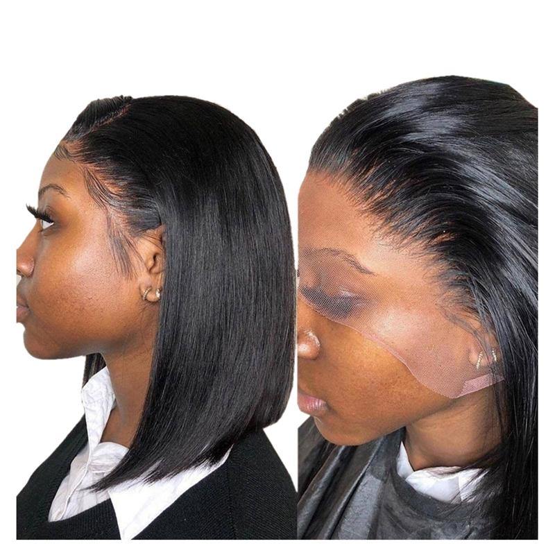 Straight HD Lace Bob Lace Frontal Wig Pre Plucked High Density Thick Ends - 