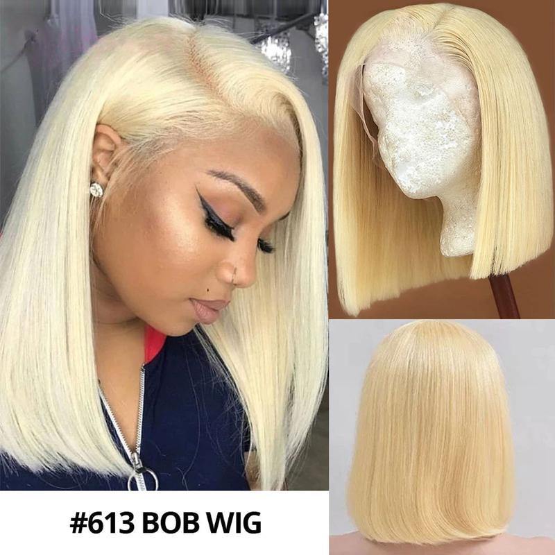 Blonde 613 Bob Lace Front Wig HD Transparent Lace Pre Plucked High Density - 