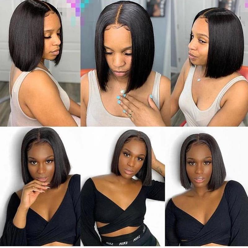 High Quality Pre Plucked HD Transparent Lace Bob Wig Affordable Straight Frontal Wig - 