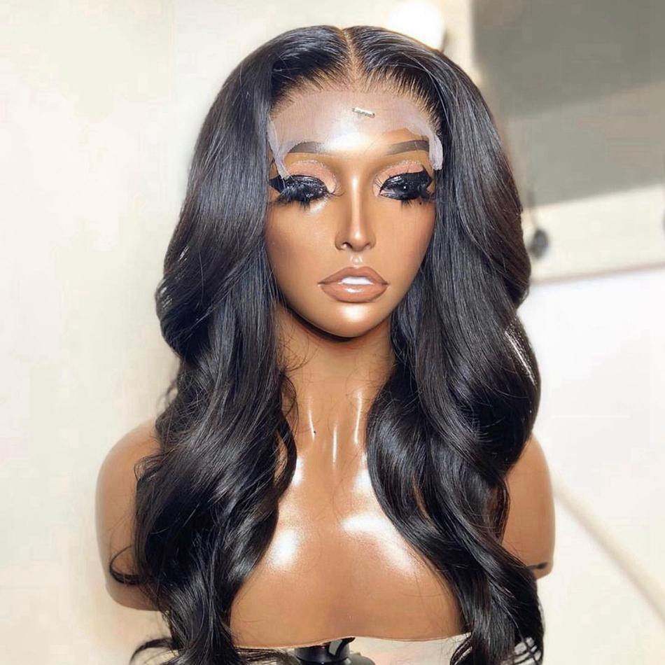 Body Wave Virgin Human Hair Transparent Lace Closure Wig Pre Plucked Full High Density For Black Women - 假发