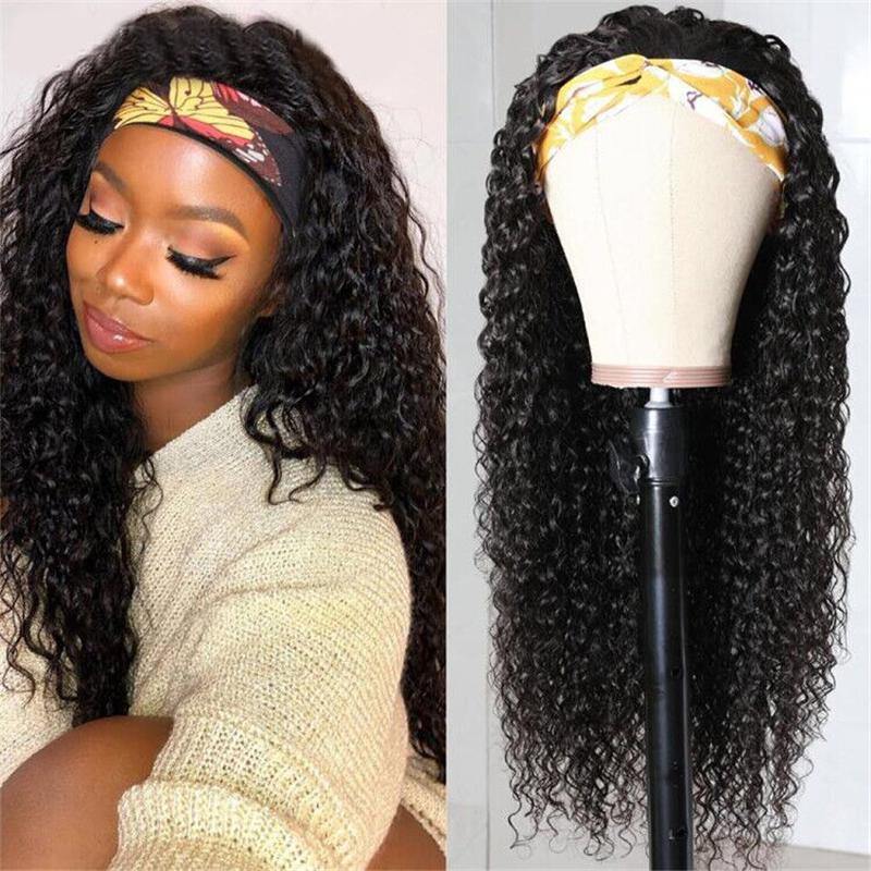 High Quality Affordable Glueless Kinky Curly Headband Wig Thick Full Ends - 