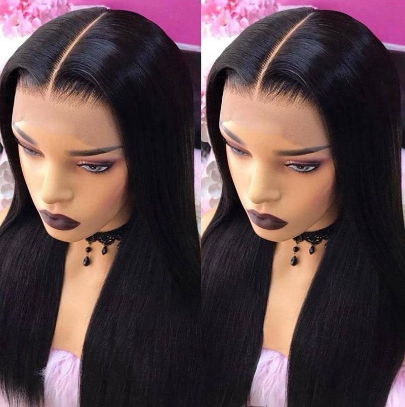 High Quality Full Hd Transparent Pre Plucked Full Lace Wig Straight Human Hair - 