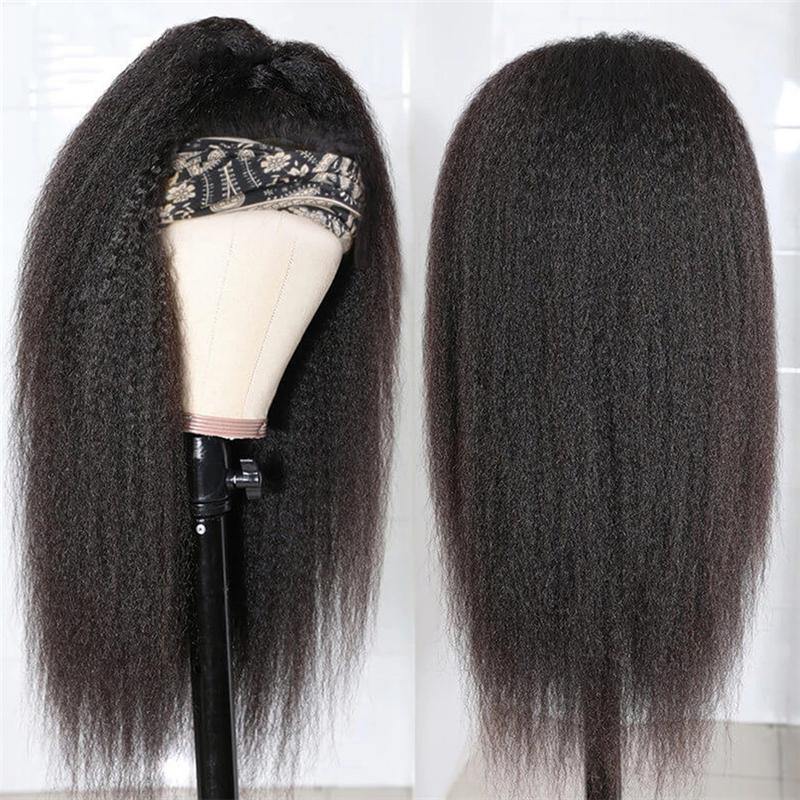 Yaki Yaki Kinky Straight Headband Wig High Quality Human Virgin Hair Glueless Full End - 