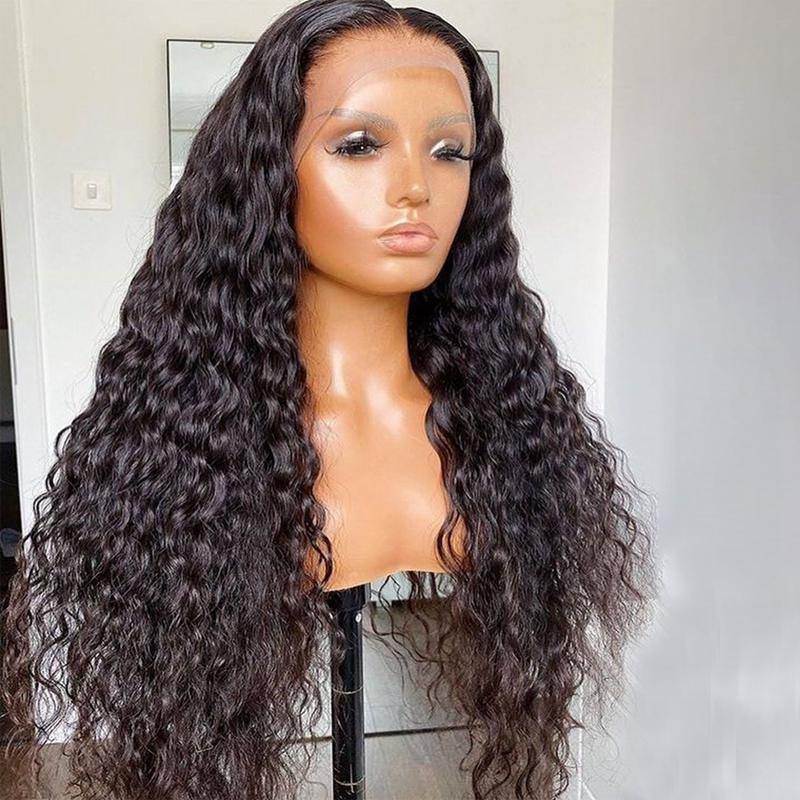 Glueless Human Hair HD Lace Front Wig Deep Curly Wave Frontal Wig Pre Plucked - 