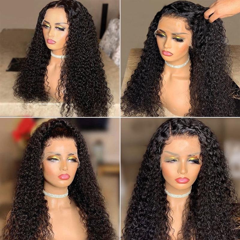 Affordable 13X4 Kinky Curly Hd Transparent Lace Frontal Wig Glueless Pre Plucked - 