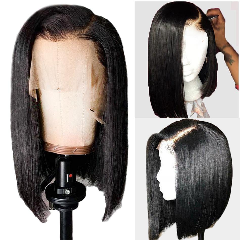 High Quality HD Transparent Lace Short Bob Wig Straight Human Hair Lace Frontal Wig Pre Plucked - 假发