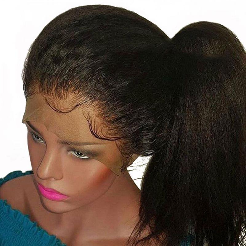 Prefect Yaki Kinky Straight HD Transparent 360 Lace Wig Pre Plucked High Quality Human Hair - 